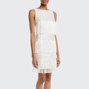 Badgley Mischka Tiered Fringe Cocktail Flapper Dress Size 0 GUC L0355